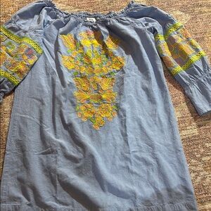 Ivy Jane Embroidered Off-Shoulder dress - Blue and Yellow size L cotton gorgeous